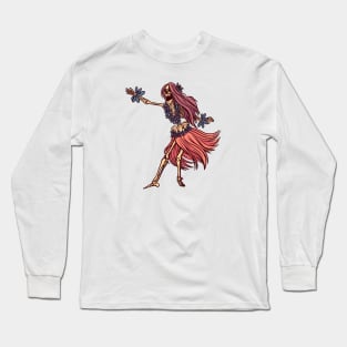 Vintage Skeleton Hula Dancer Long Sleeve T-Shirt